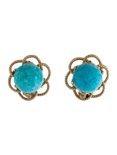 Pre-owned Schiaparelli Vintage Stone Clip-on Earrings In Multicolor