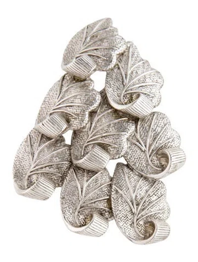 Pre-owned Schiaparelli Vintage Textured Leaf Brooch Pin In Multicolor