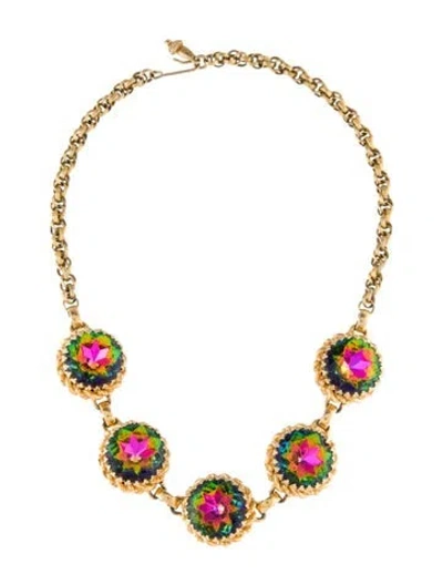 Pre-owned Schiaparelli Vintage Watermelon Crystal Collar Necklace, 14" In Multi