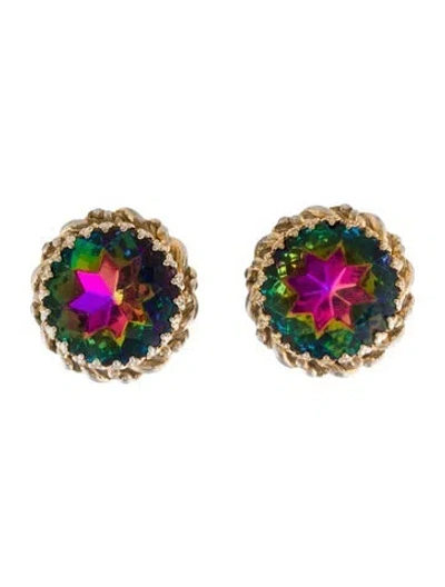 Pre-owned Schiaparelli Vintage Watermelon Heliotrope Clip On Earrings In Multi