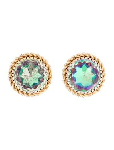 Pre-owned Schiaparelli Vintage Watermelon Heliotrope Crystal Clip-on Earrings In Multi