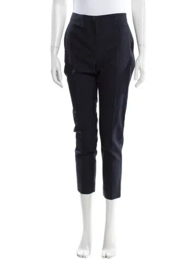 Pre-owned Schiaparelli Virgin Wool Straight Leg Pants In Blue