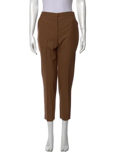 Pre-owned Schiaparelli Virgin Wool Straight Leg Pants In Brown