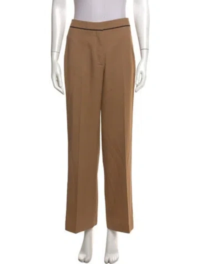 Pre-owned Schiaparelli Virgin Wool Straight Leg Pants In Brown