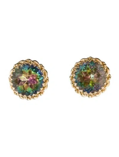 Pre-owned Schiaparelli Watermelon Heliotrope Crystal Clip-on Earrings In Multi