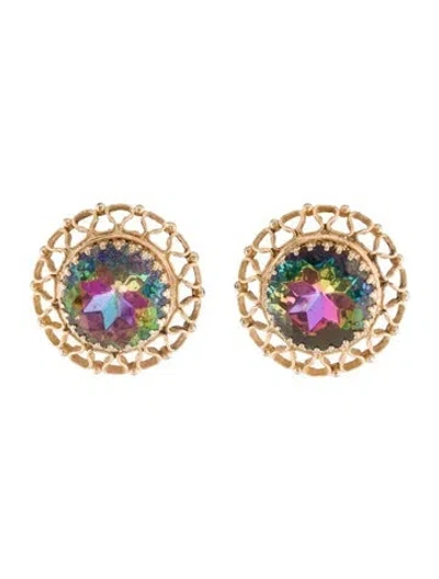 Pre-owned Schiaparelli Watermelon Rhinestone Clip-on Earrings In Multi