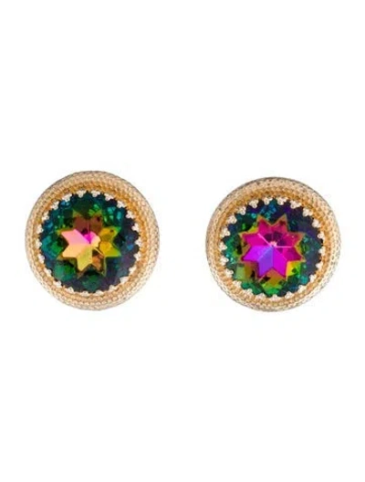 Pre-owned Schiaparelli Watermelon Rhinestone Clip-on Earrings In Multi