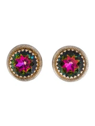 Pre-owned Schiaparelli Watermelon Rhinestone Clip-on Earrings In Multi