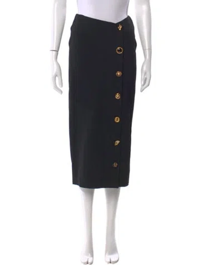 Pre-owned Schiaparelli Wool Midi Length Skirt In Black