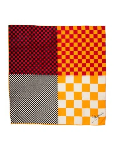 Pre-owned Schiaparelli Wool Plaid Print Scarf In Multi