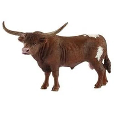 Schleich Farm World Texas Longhorn Bull Toy Plastic Brown & White - Pack Of 5