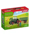 Schleich Farm World Tractor With Trailer Figurine Playset In Multi