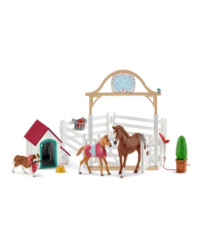 Schleich Kids' Horse Club- Hannah's Guest Horses With Ruby The Dog Playset In Multi