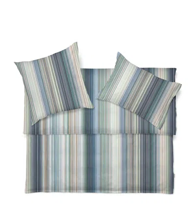 Schlossberg Cotton Stripe Loris Super King Duvet Cover In Blue