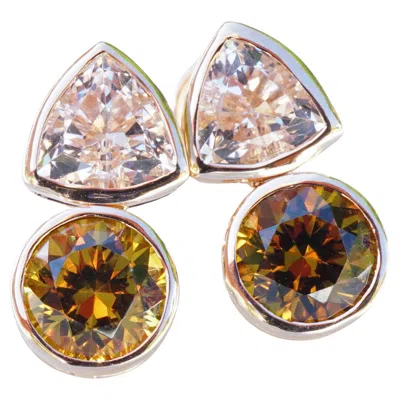 Pre-owned Schmuckzicke Morganite And Mali Garnet Stud Earrings In 18k Rose Gold, Perfect Cut And Color In Red