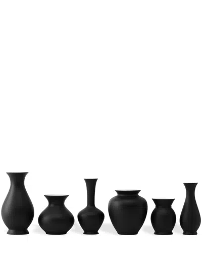 Schönbuch Blossom Porcelain Vases (set Of Six) In Black