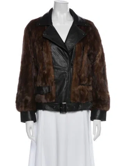 Pre-owned Schneider Bros. Mink Biker Jacket In Brown