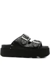 Scholl 40mm Beatriz Studded Double-buckle Platform Sandals In Black