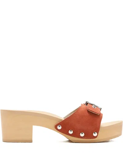 Scholl 40mm Pescura Ibiza Buckle-fastening Studded Sandals In Orange