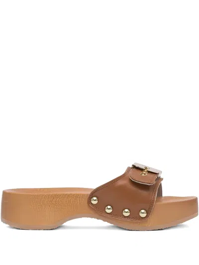 Scholl Pescura Heel Sr Cognac Ltr Ft Sandals Brown