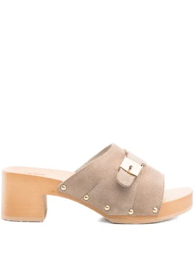 Scholl 60mm Pescura Sarah Buckle-detail Suede Sandals In Neutral