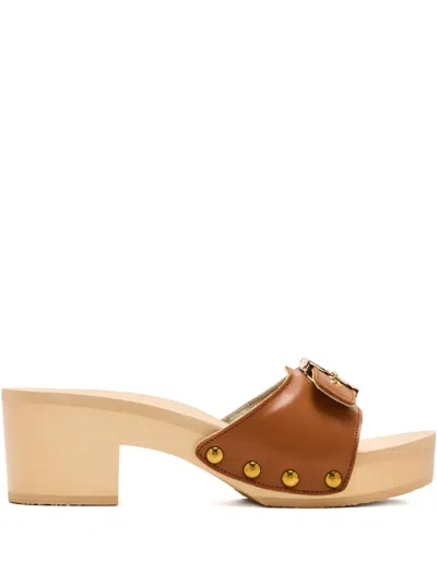 Scholl 65mm Buckle-fastening Studded Sandals In Brown