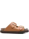 Scholl Beatriz Studded Double-buckle Sandals In Brown