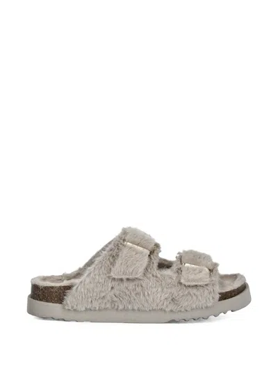 Scholl Belle Buckle-fastening Faux-fur Slippers In Animal Print