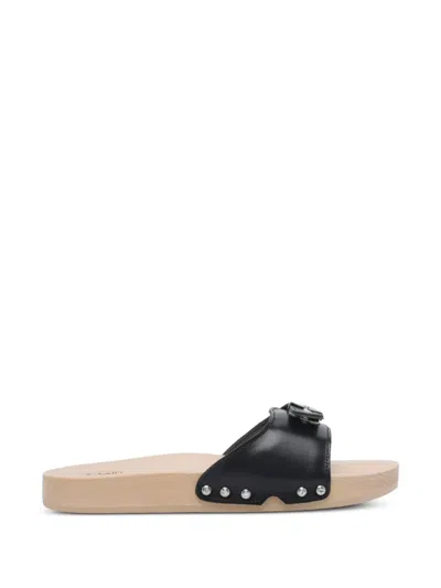 Scholl Black Leather Sandals