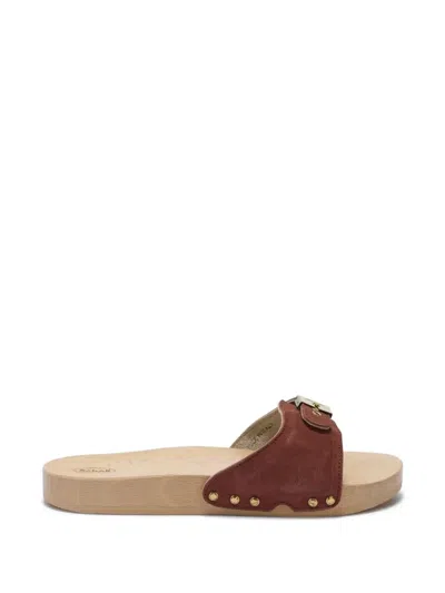 Scholl Brick Red Leather Sandals