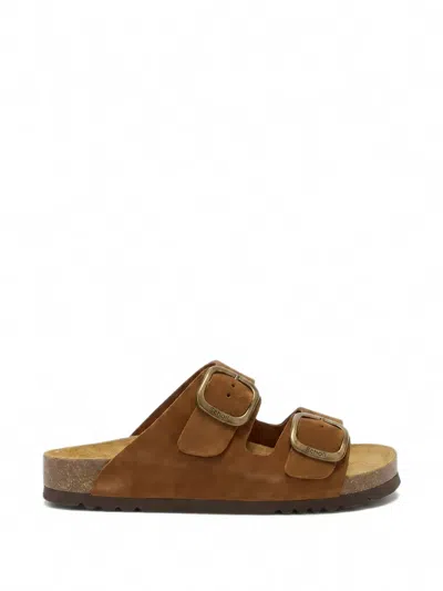 Scholl Buckle-strap Suede Sandals In Brown