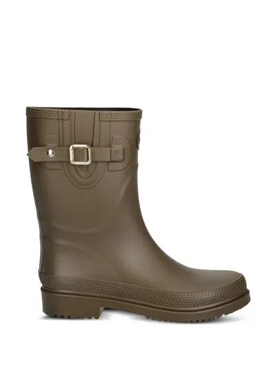 Scholl Chambery Low Buckle-detail Boots In Green