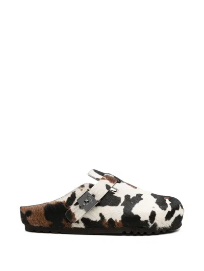 Scholl Cow-print Calf-hair Mules In Multi