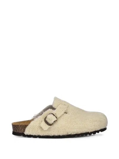 Scholl Fae Buckle-fastening Shearling-effect Slippers In Black