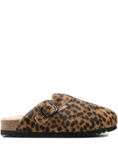 SCHOLL FAE LEOPARD-PRINT BUCKLE MULES