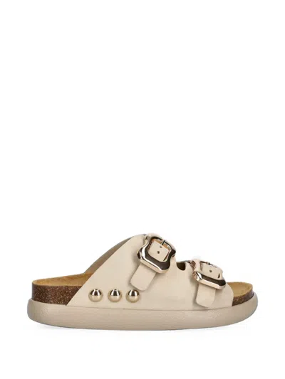 Scholl Flora Studded Flat Sandals In Brown