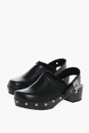 Scholl Hdf Leather Pescura Maya Clogs With Studs And Faux Fur Inner