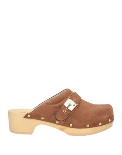 Scholl Iconic Woman Mules & Clogs Brown Size 10 Leather