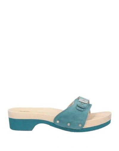 Scholl Iconic Woman Mules & Clogs Deep Teal Size 8 Leather In Green