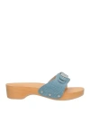 Scholl Iconic Woman Mules & Clogs Light Blue Size 7 Leather