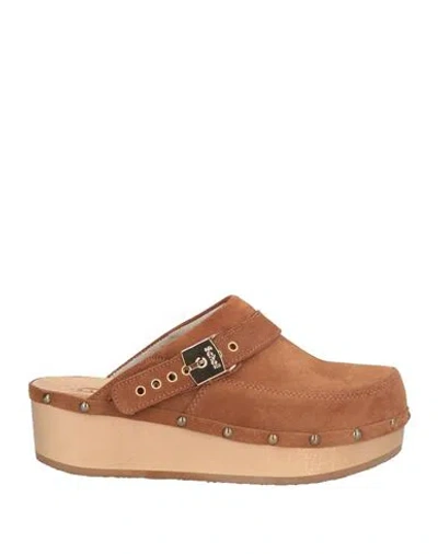 Scholl Iconic Woman Mules & Clogs Tan Size 8 Leather In Brown