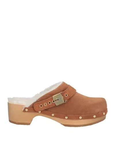 Scholl Iconic Woman Mules & Clogs Tan Size 8 Leather In Brown