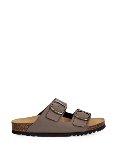 Scholl Josephine Buckle-fastening Double-strap Slides In Brown