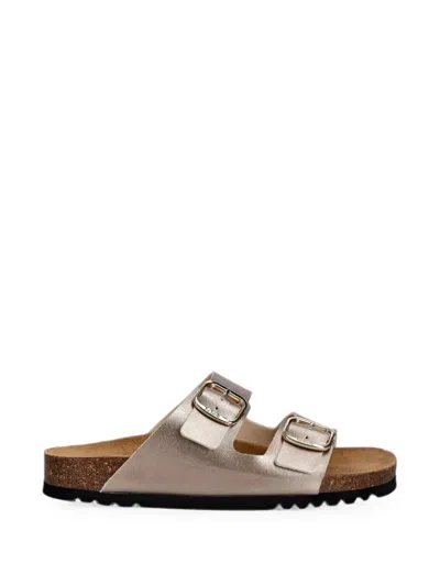 Scholl Josephine Buckle-fastening Metallic Sandals In Black