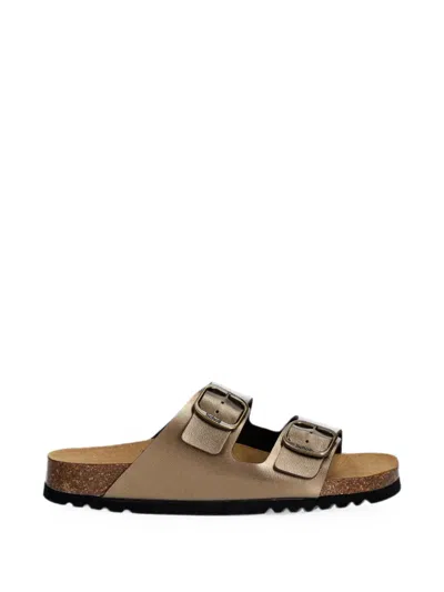 Scholl Josephine Buckle-fastening Slides In Gold