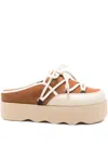Scholl Lace-up Platform Slippers In Brown