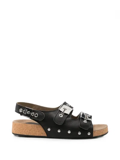 Scholl Luna Black Leather Sandals