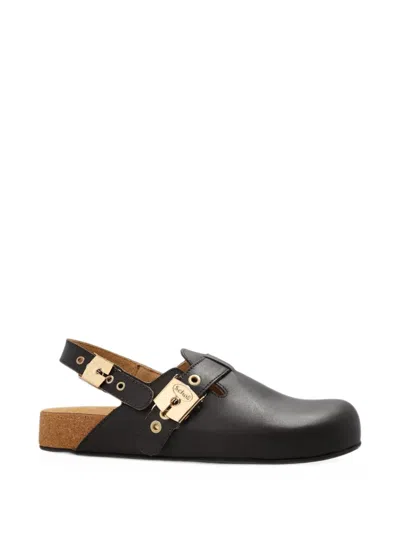 Scholl Luna Flat Mules In Black