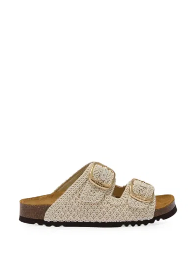 Scholl Noelle Crochet-knit Double-buckle Sandals In Metallic