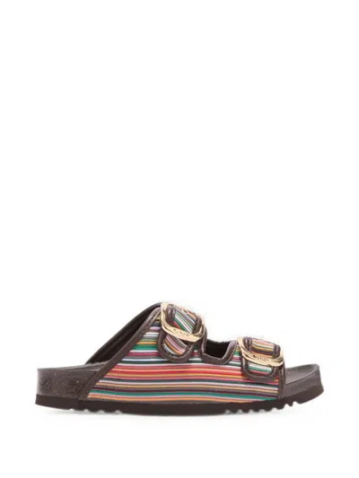 Scholl Noelle Striped Buckle-fastening Sandals In Multi
